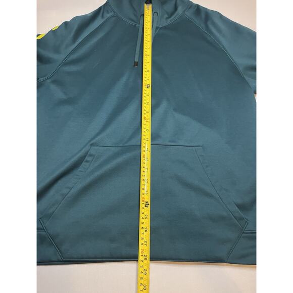 Reebok Men'sPullover Hoodie XL Teal Green Long Sleeve Power 3 Logo In Yellow - Picture 8 of 10